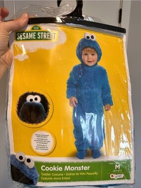 Sesame Street Cookie Monster Toddler Costume - Blue Plush Hooded Jumpsuit
